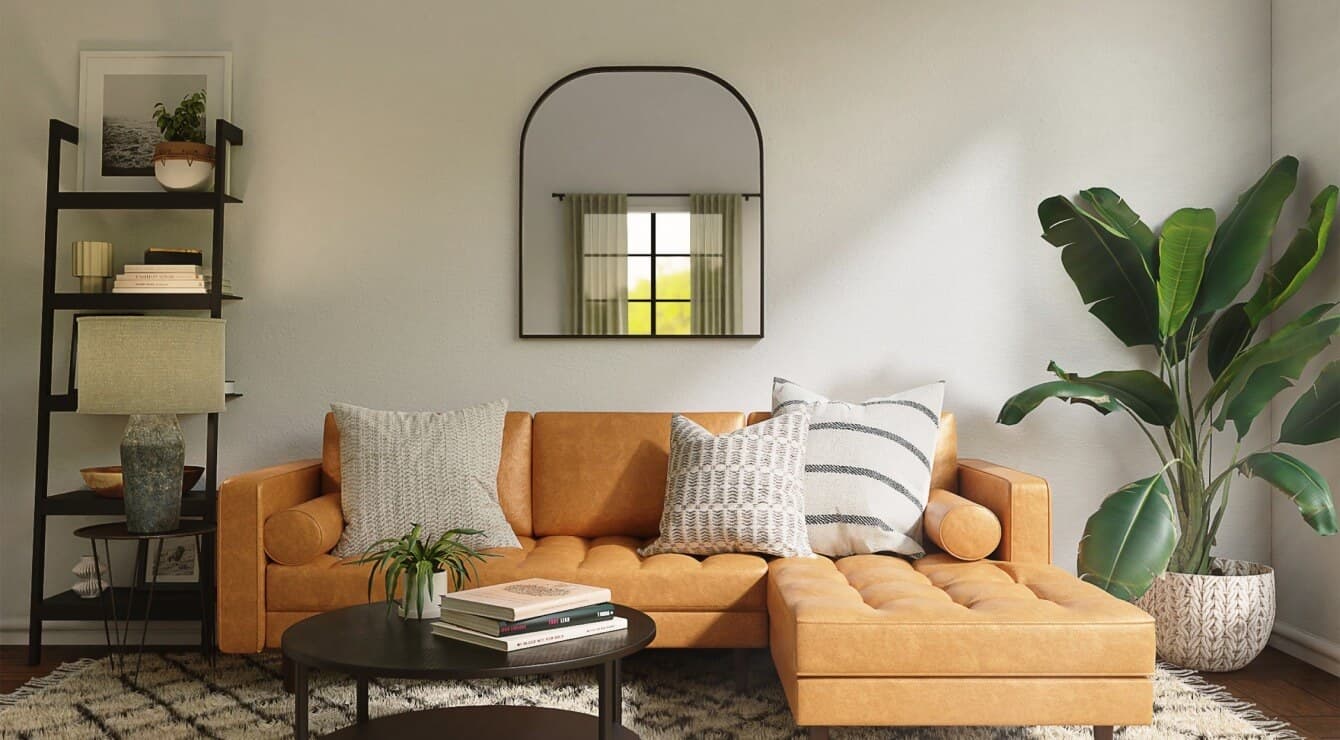 Furnished studio living area at The Square JVC